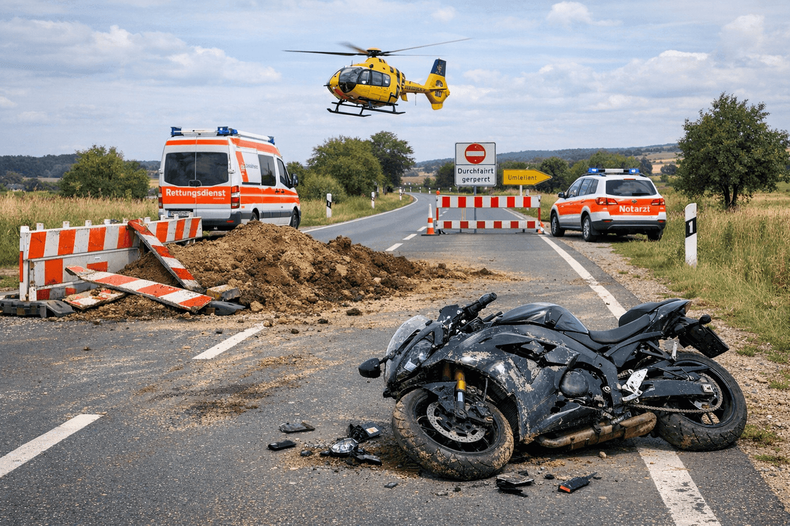 Motorradfahrer und Sozius bei Unfall schwer verletzt