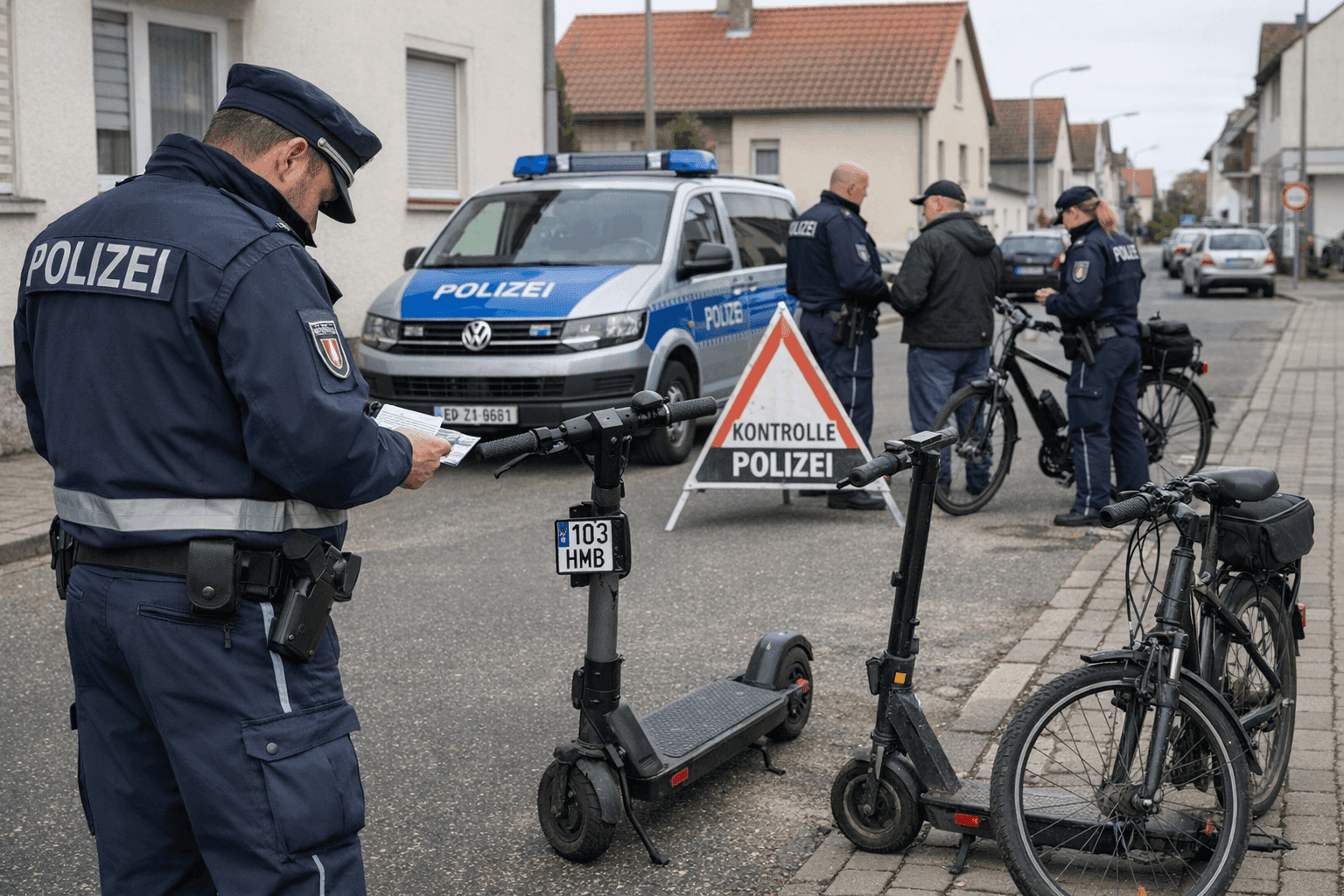 Polizei kontrolliert 41 Zweiräder: Zwei E-Scooter ohne Versicherung