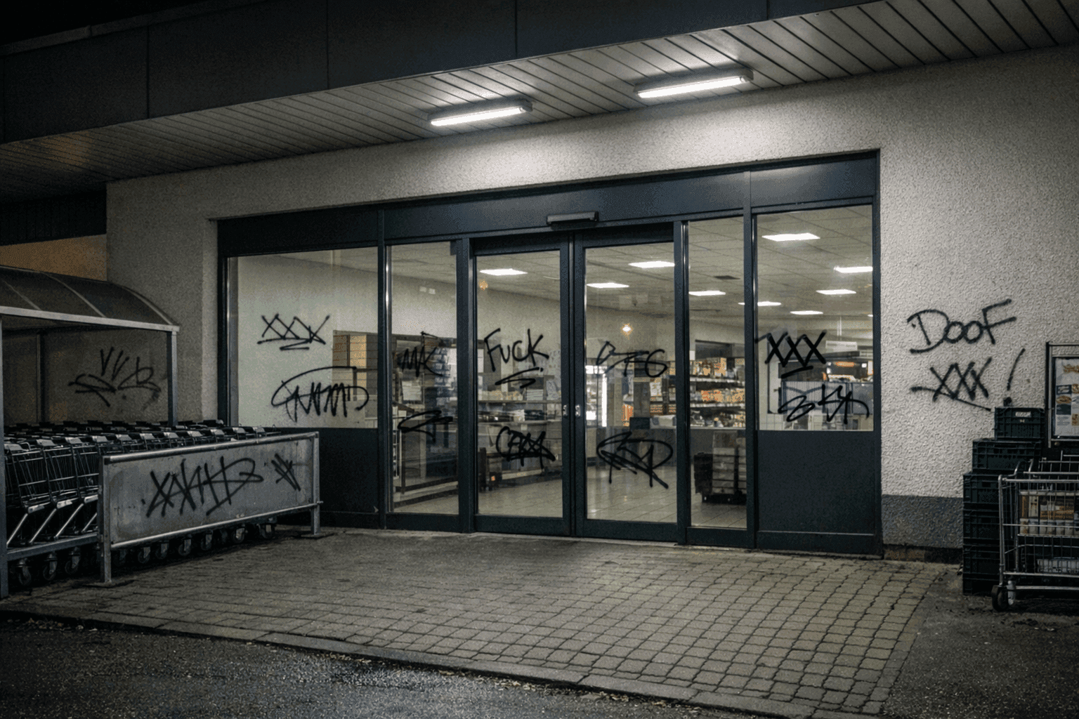 Schmierereien an Supermarkt in Maikammer
