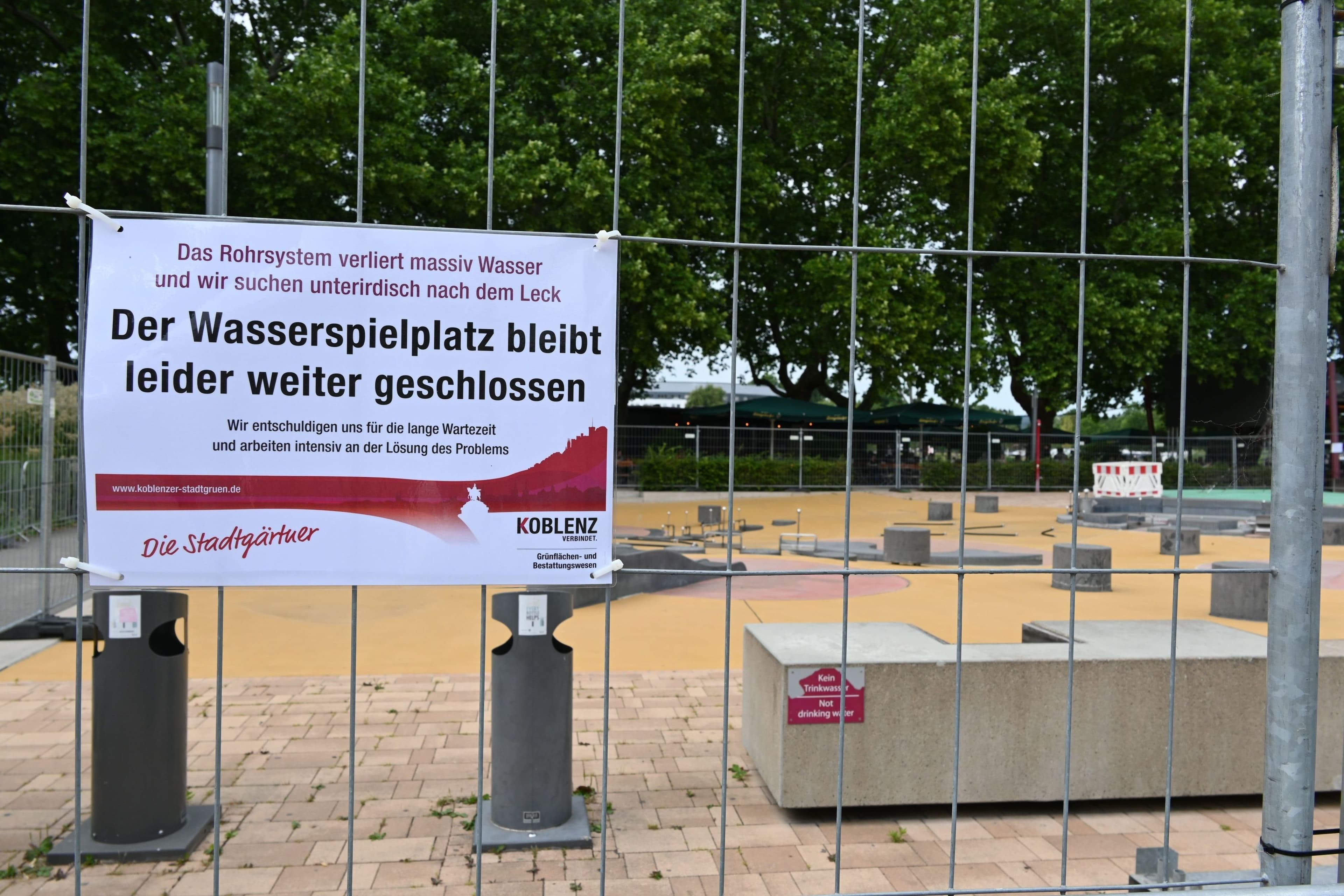 Wasserspielplatz am Deutschen Eck bleibt zu