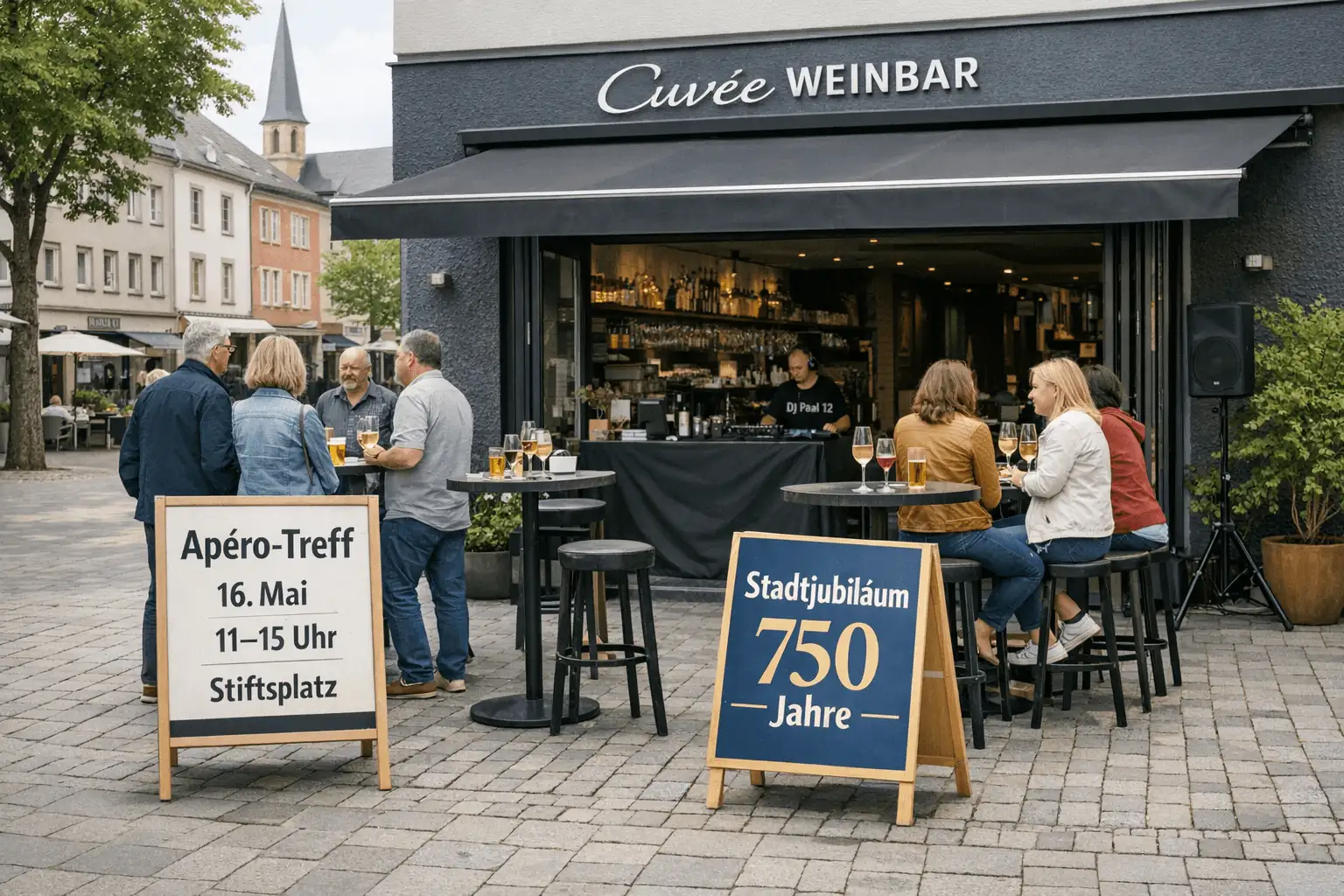 Kurzmitteilung: Apéro-Treff zum Stadtjubiläum lockt an den Stiftsplatz