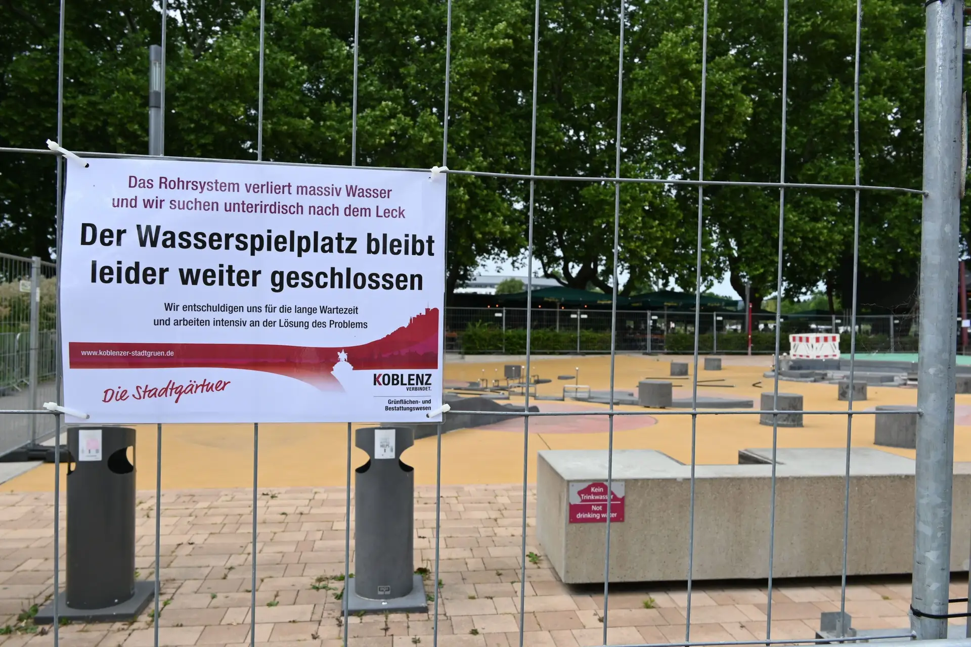 Wasserspielplatz am Deutschen Eck bleibt zu