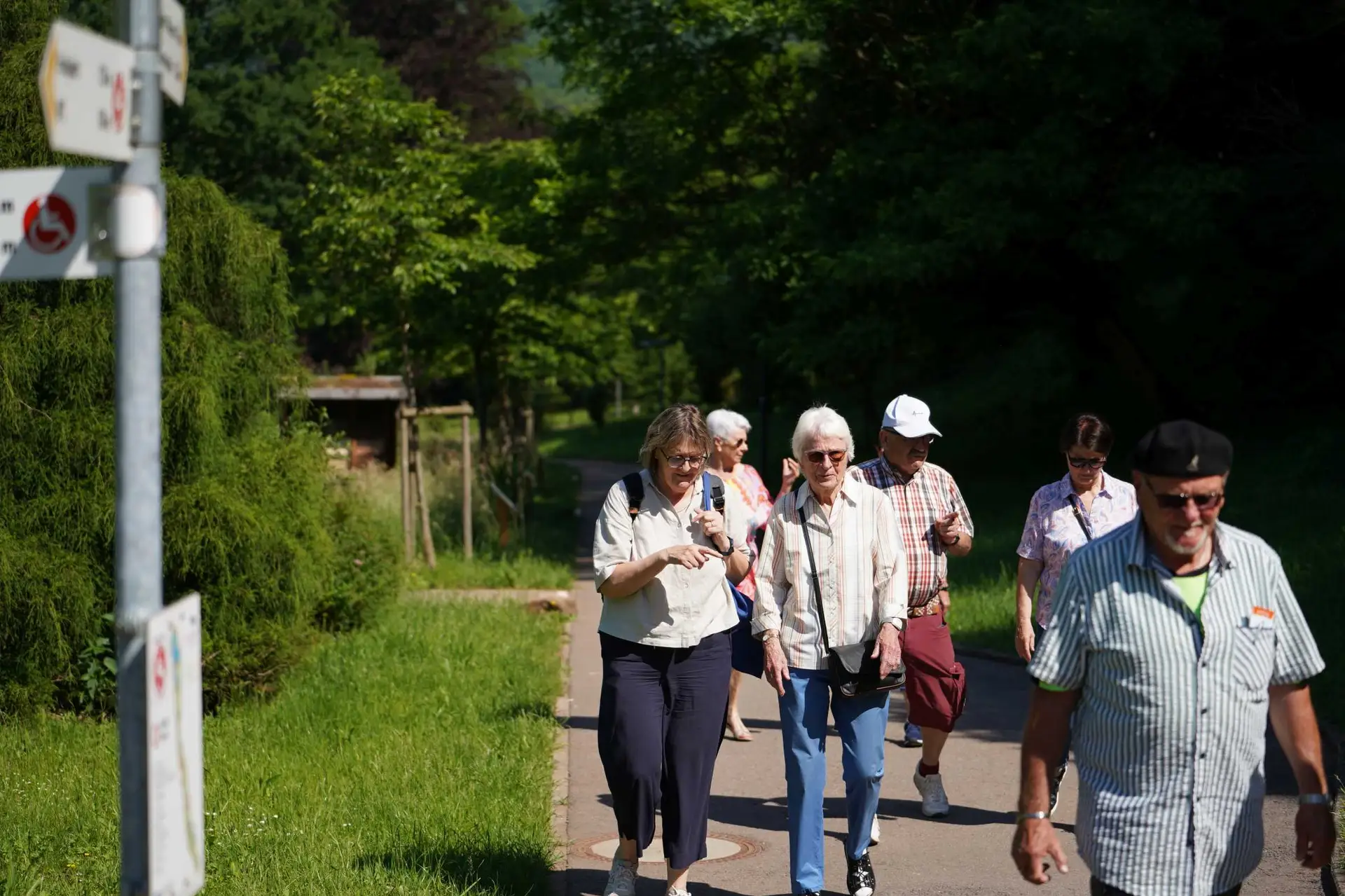 Ein Symbolfoto zeigt eine Parkanlage mit einem barrierefreien Rundweg und Sitz- bzw. Verweilmöglichkeiten.