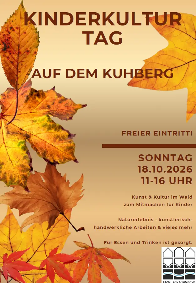 Kinderkulturtag-Flyer mit Ankündigung von „Kunst und Kultur im Wald zum Mitmachen“ am 18. Oktober auf dem Kuhberg.